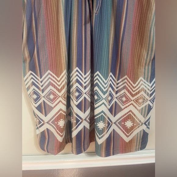 Crazy Train Pastel Colorful Drawstring Waist Aztec Dress - Picture 4 of 7